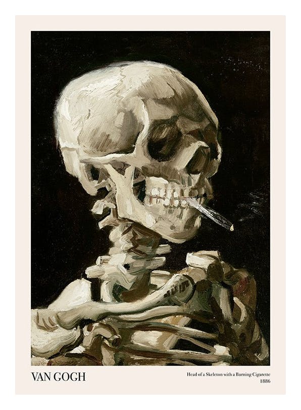 Van Gogh - Head of a Skeleton With a Burning Cigarette Print (50x70 cm)- Van Gogh Posters