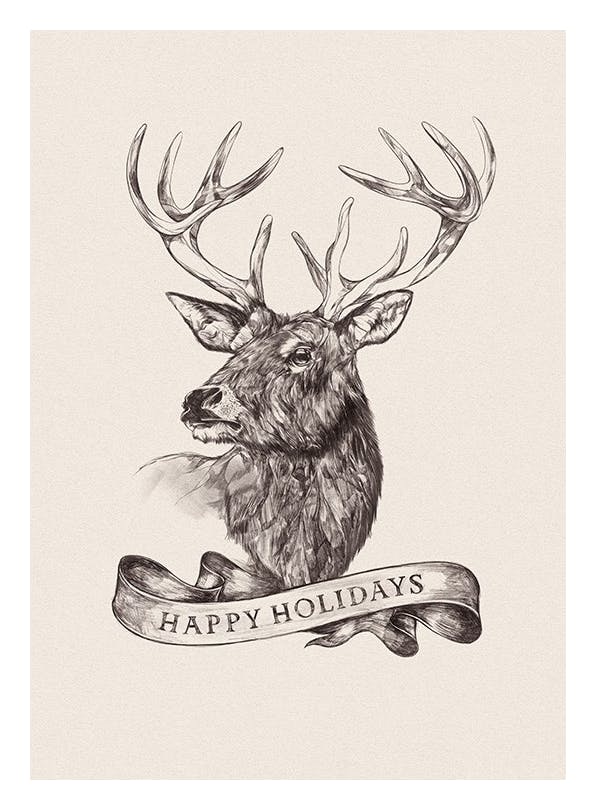 Happy Holidays Reindeer Poster (50x50 cm) -  Jahreszeiten