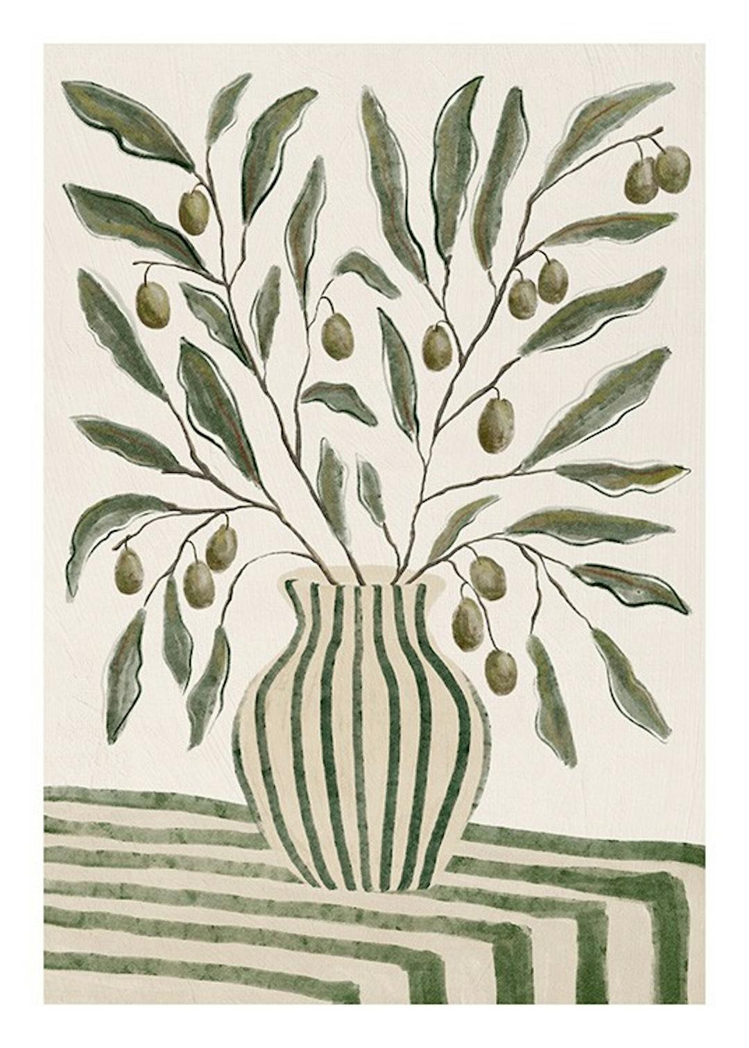 Olive Branches in Vase Poster