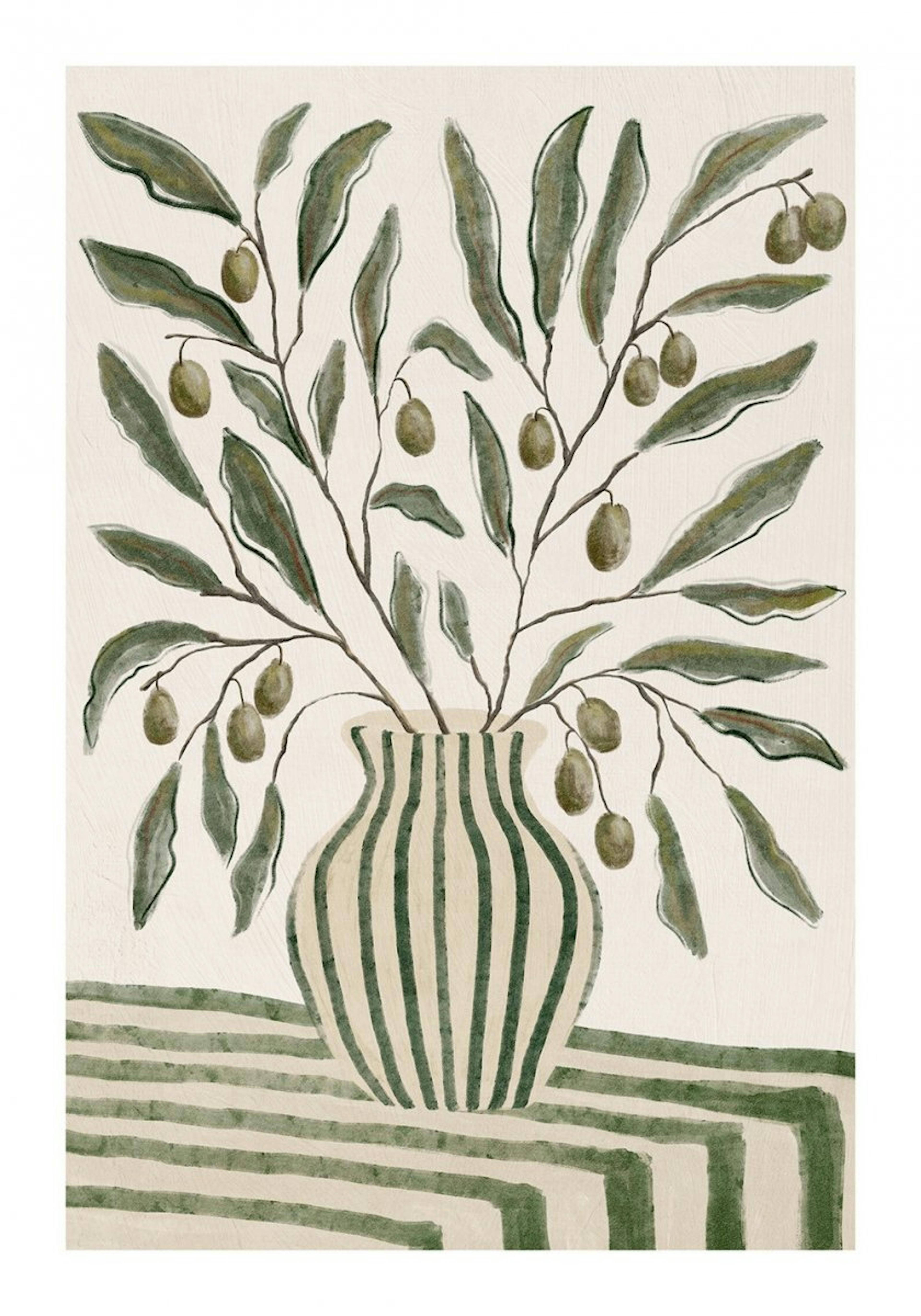 Olive Branches in Vase Print 0