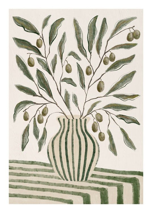 Olive Branches in Vase Plagát 0