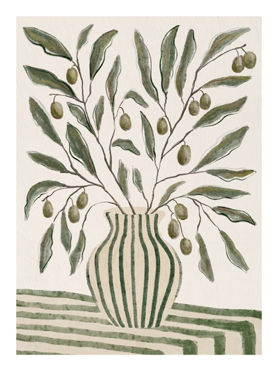 Olive Branches in Vase Juliste 0