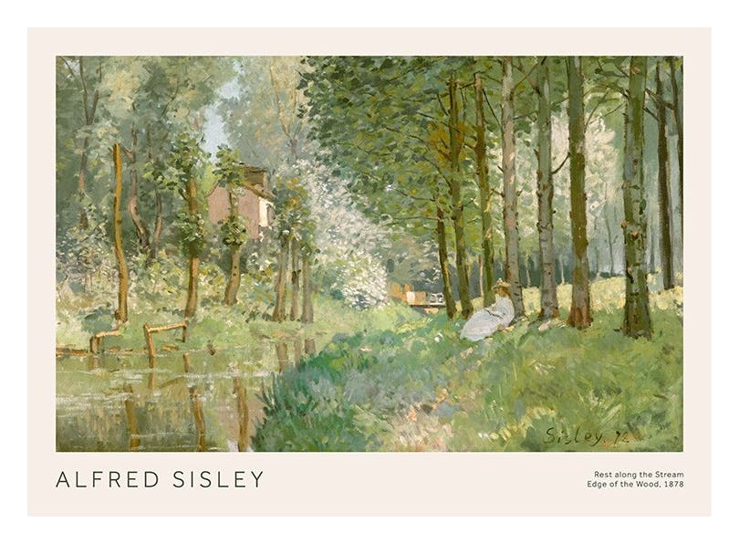 Alfred Sisley - Rest along the Stream Plakat (30x40 cm)- Obrazy sławnych malarzy