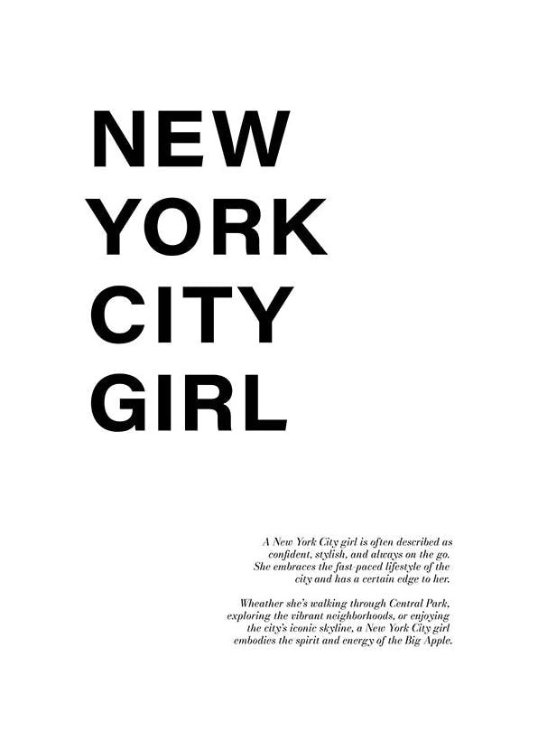 New York City Girl Poster (30x40 cm)