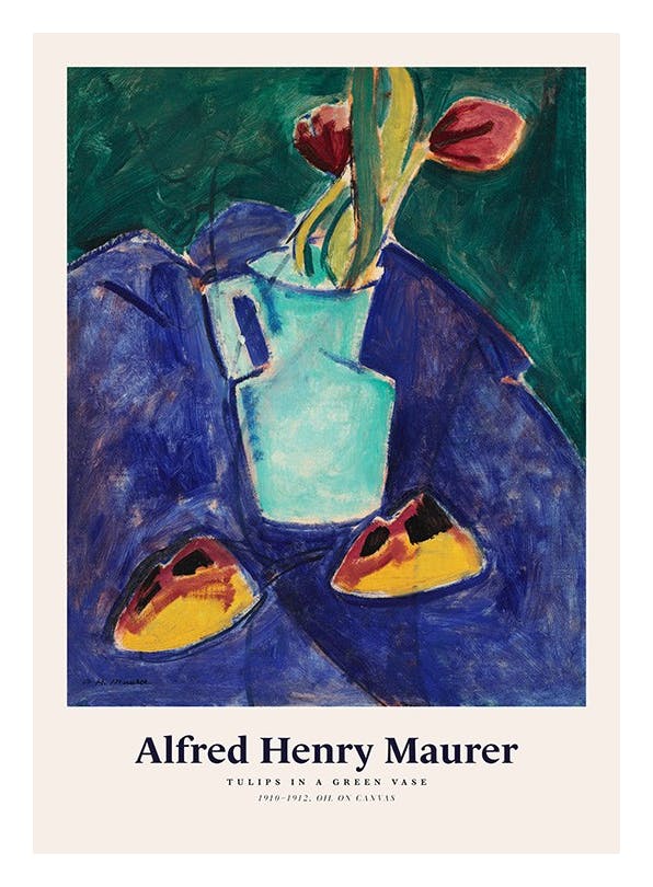 Alfred Henry Maurer - Tulips in a Green Vase Print (50x70 cm)