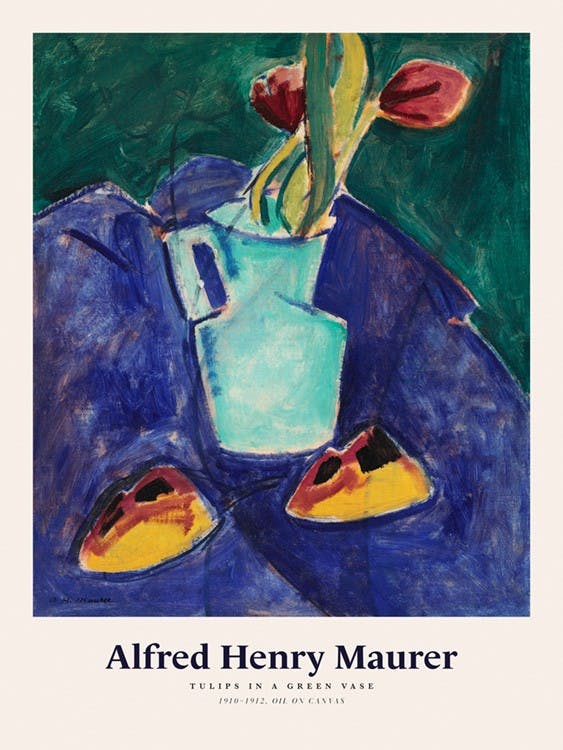 Alfred Henry Maurer - Tulips in a Green Vase Juliste 0