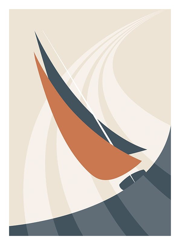 Graphical Sailing Boat Poster (50x70 cm) - Sport posters en prints