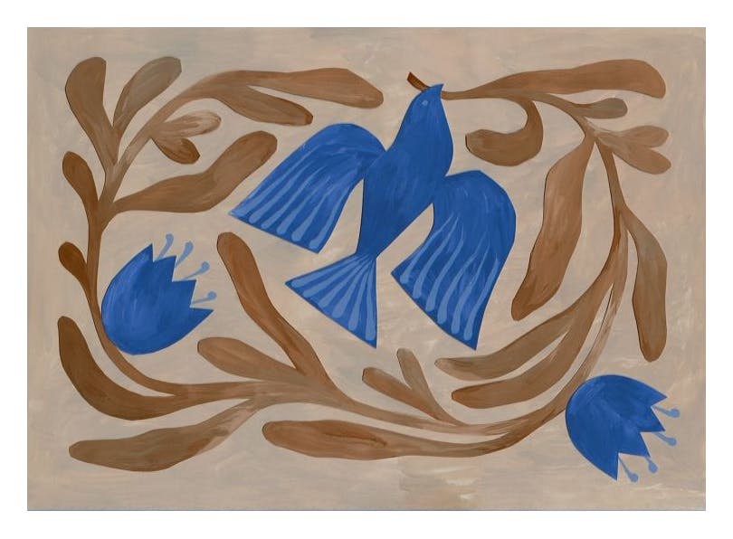 Bird and Branches Plakat (50x70 cm)- Obrazy