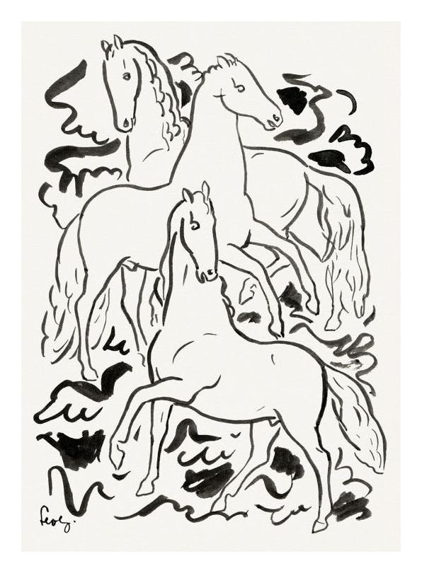 Leo Gestel - Three Horses Print (50x70 cm)