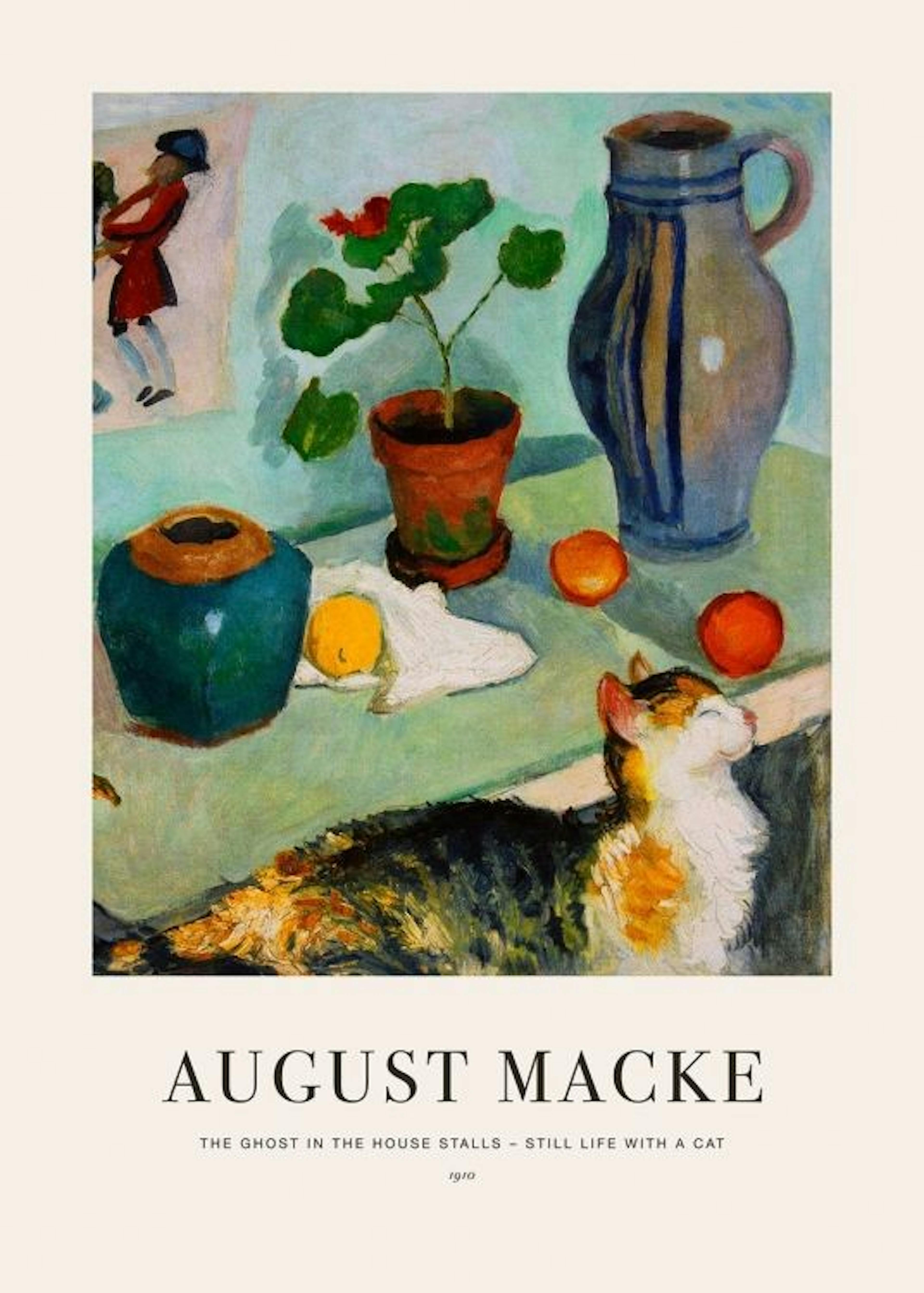August Macke - The Ghost in the House Stalls - Still Life with a Cat Affiche 0