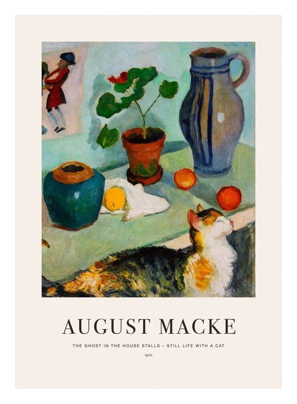 August Macke - The Ghost in the House Stalls - Still Life with a Cat Plakat (30x40 cm)- Obrazy sławnych malarzy