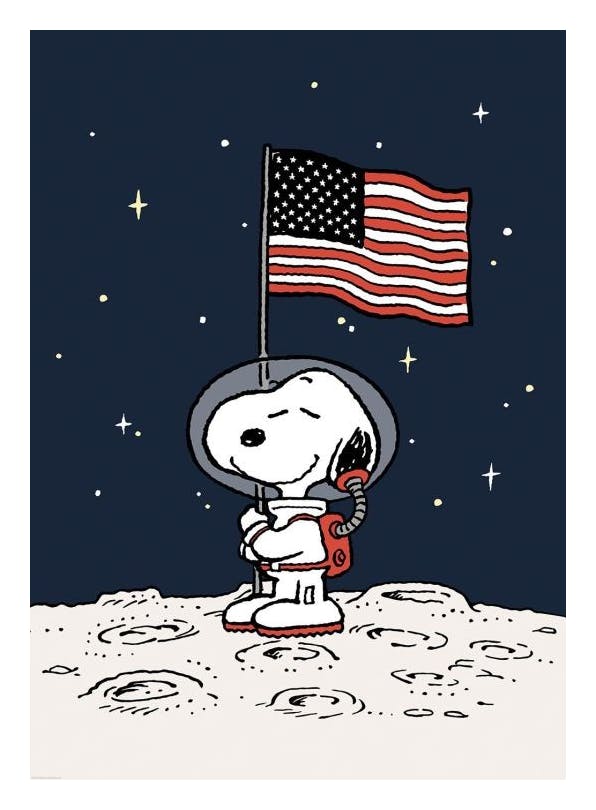Snoopy Flag on the Moon Poster (30x40 cm)- Snoopy