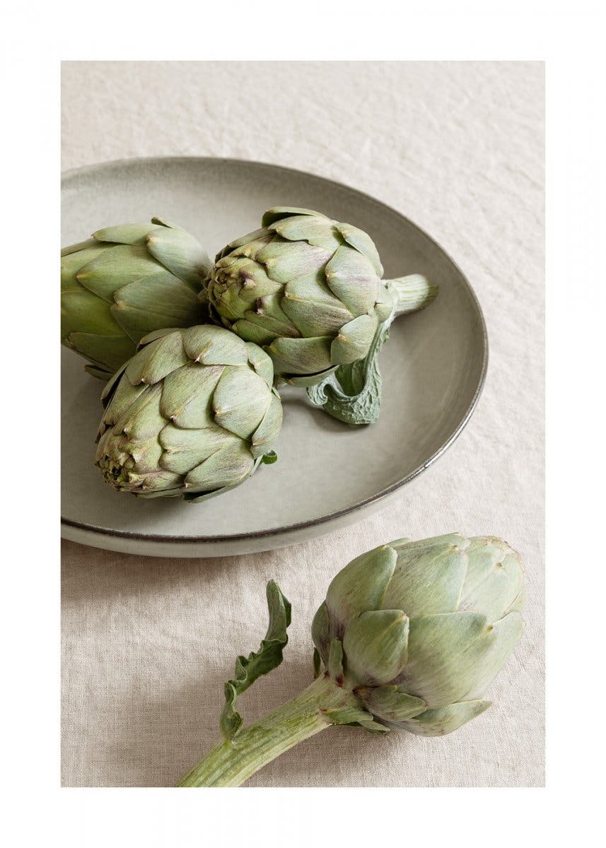 Artichokes on Plate Poster 0