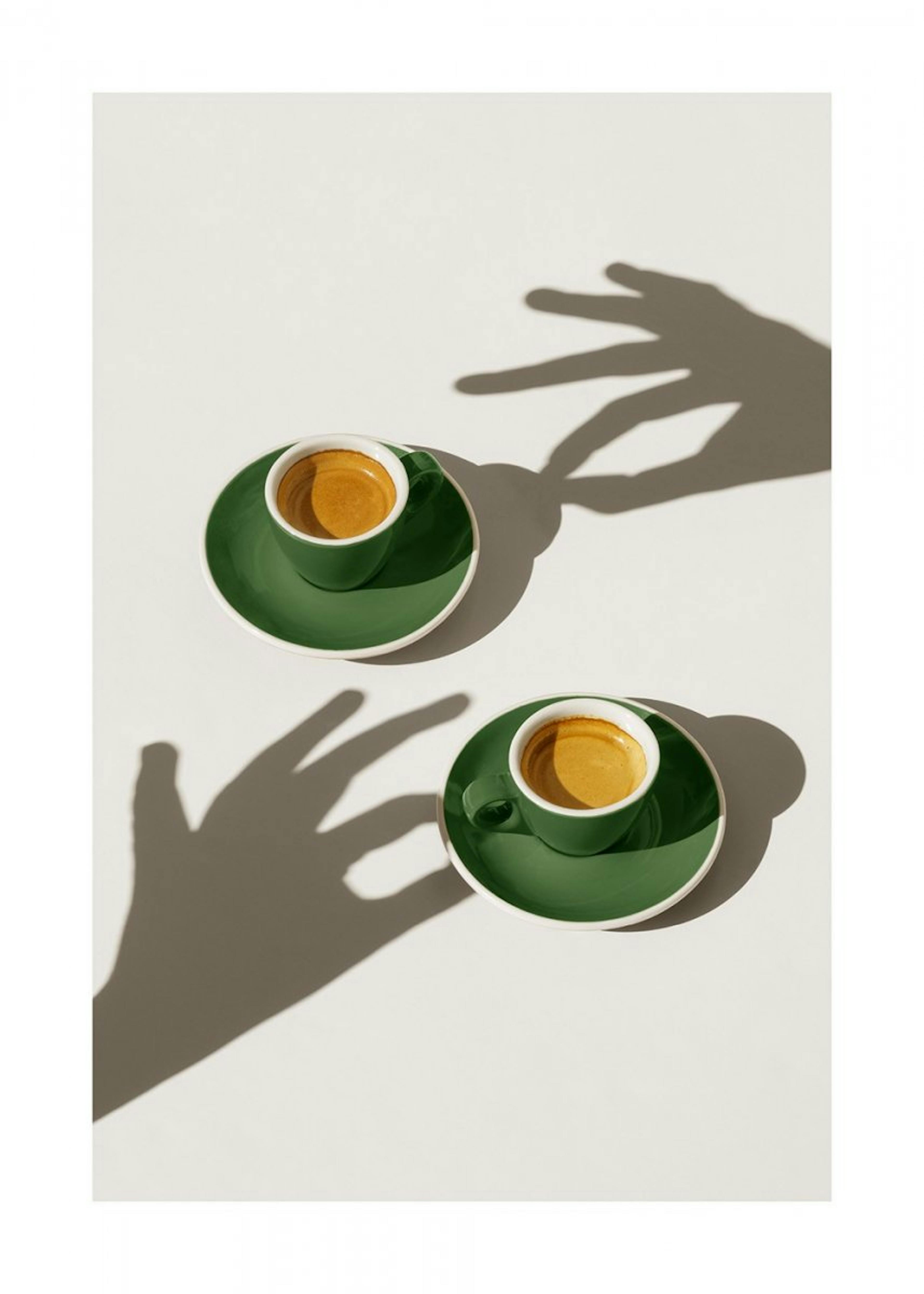 Green Coffee Cups Print 0