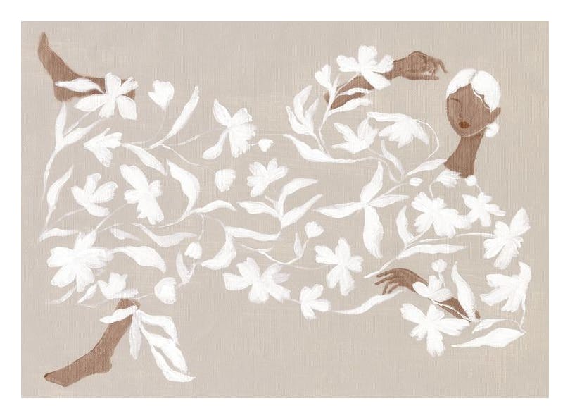 Lady in White Floral Dress Poster (50x70 cm)