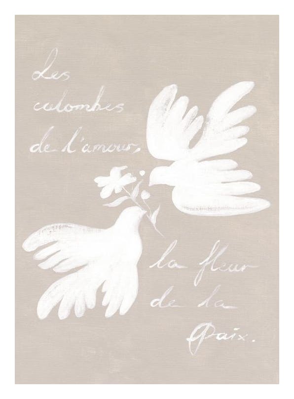 Doves of Love, Flower of Peace Plakat (50x70 cm) - Kunstplakater
