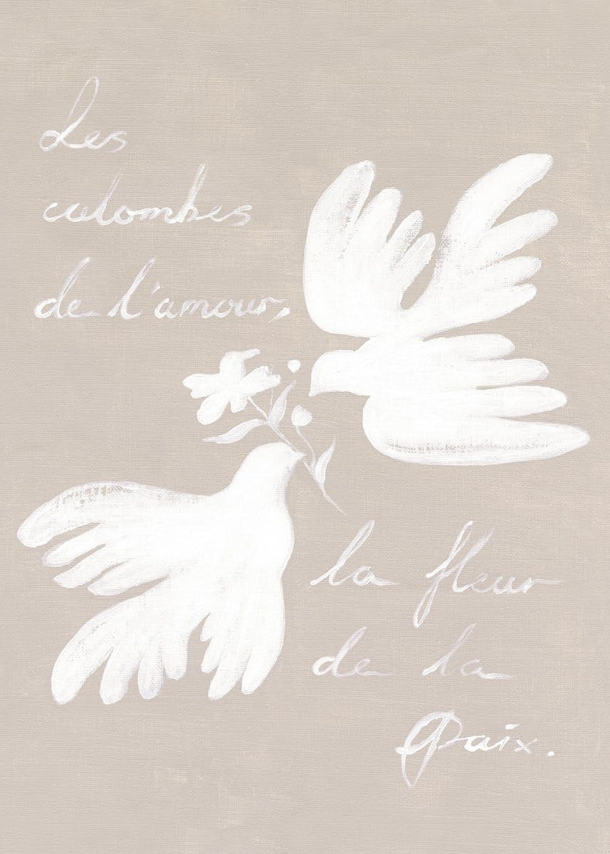 Doves of Love, Flower of Peace Plagát 0