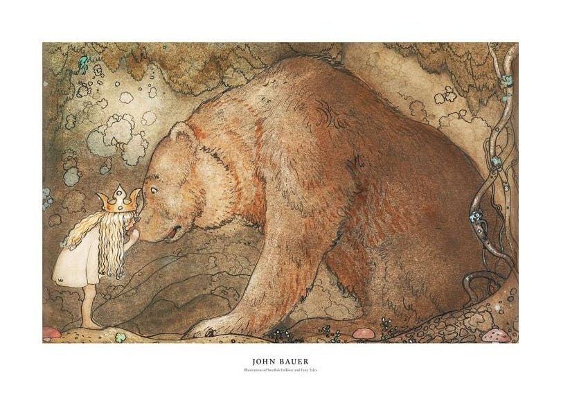 John Bauer - Poor Little Bear Poster (30x40 cm)