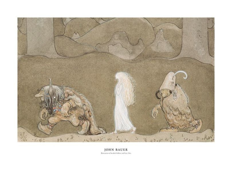 John Bauer - The Princess and the Trolls Print (50x70 cm)