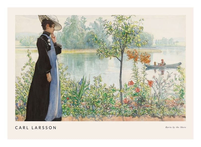 Prints - Carl Larsson - Karin by the Shore Print (30x40 cm) - Paintings by famous painters