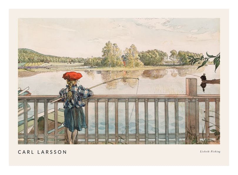 Prints - Carl Larsson - Lisbeth Fishing Print (50x70 cm) - Paintings by famous painters