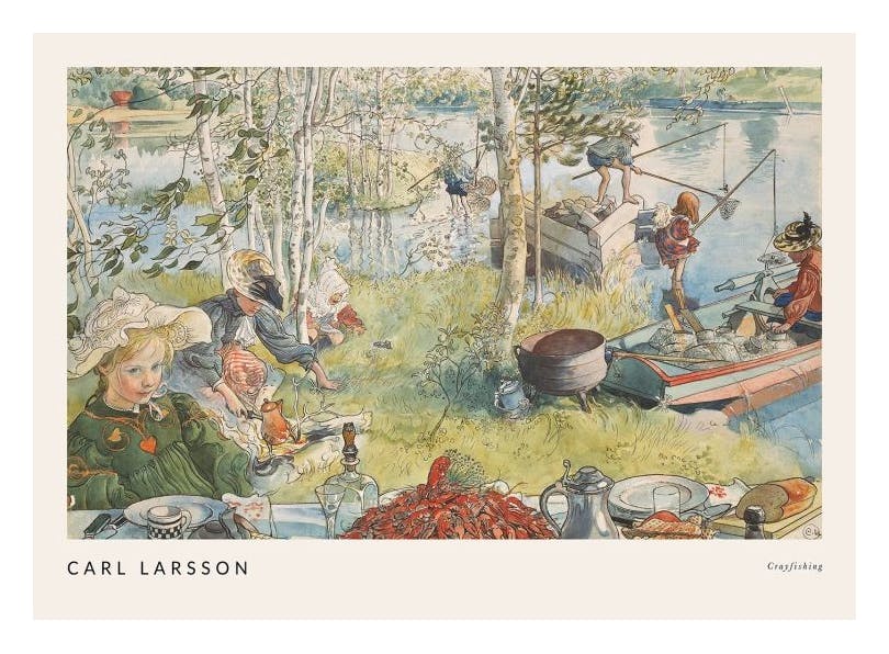 Prints - Carl Larsson - Crayfishing Print (50x70 cm) - Paintings by famous painters