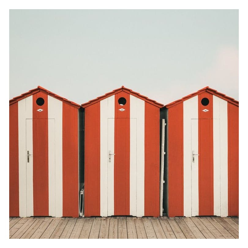 Striped Beach Huts Poster (50x50 cm)