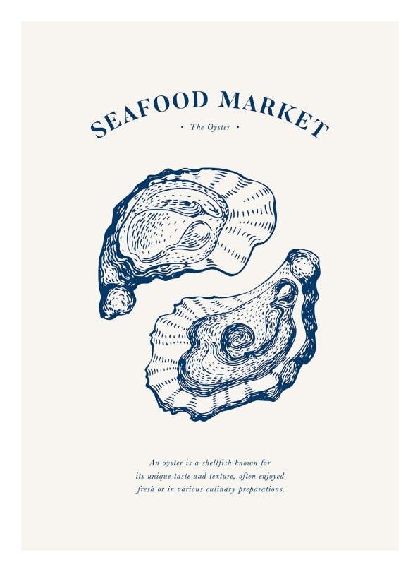 Seafood Market - The Oyster Plakat (21x30 cm) - Plakater > Kjøkkenplakater