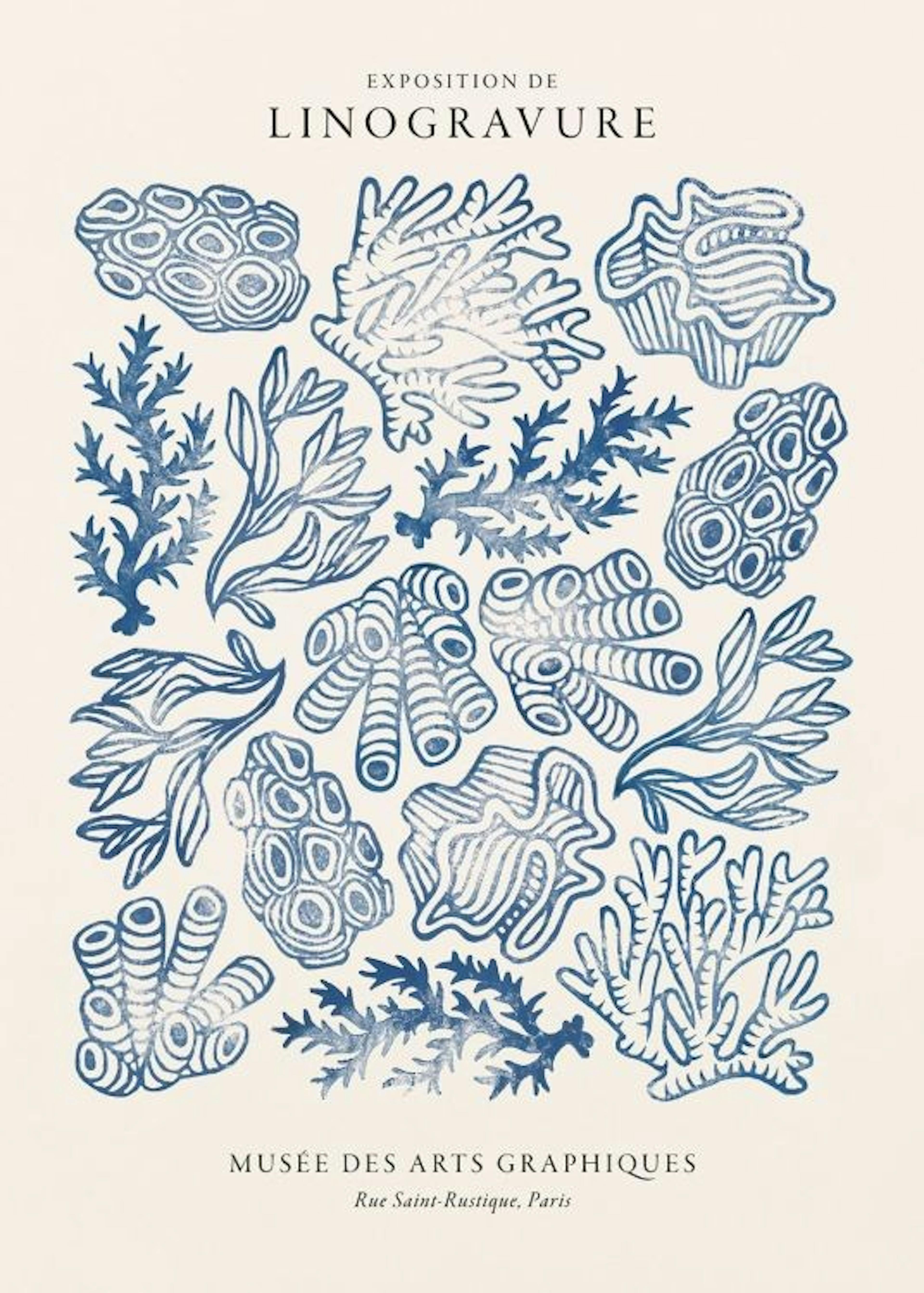 Linocut Corals Affiche