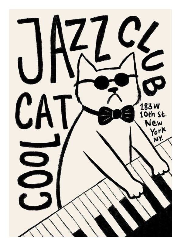 Cool Cat Jazz Club Plakat (30x40 cm)- Ilustracje