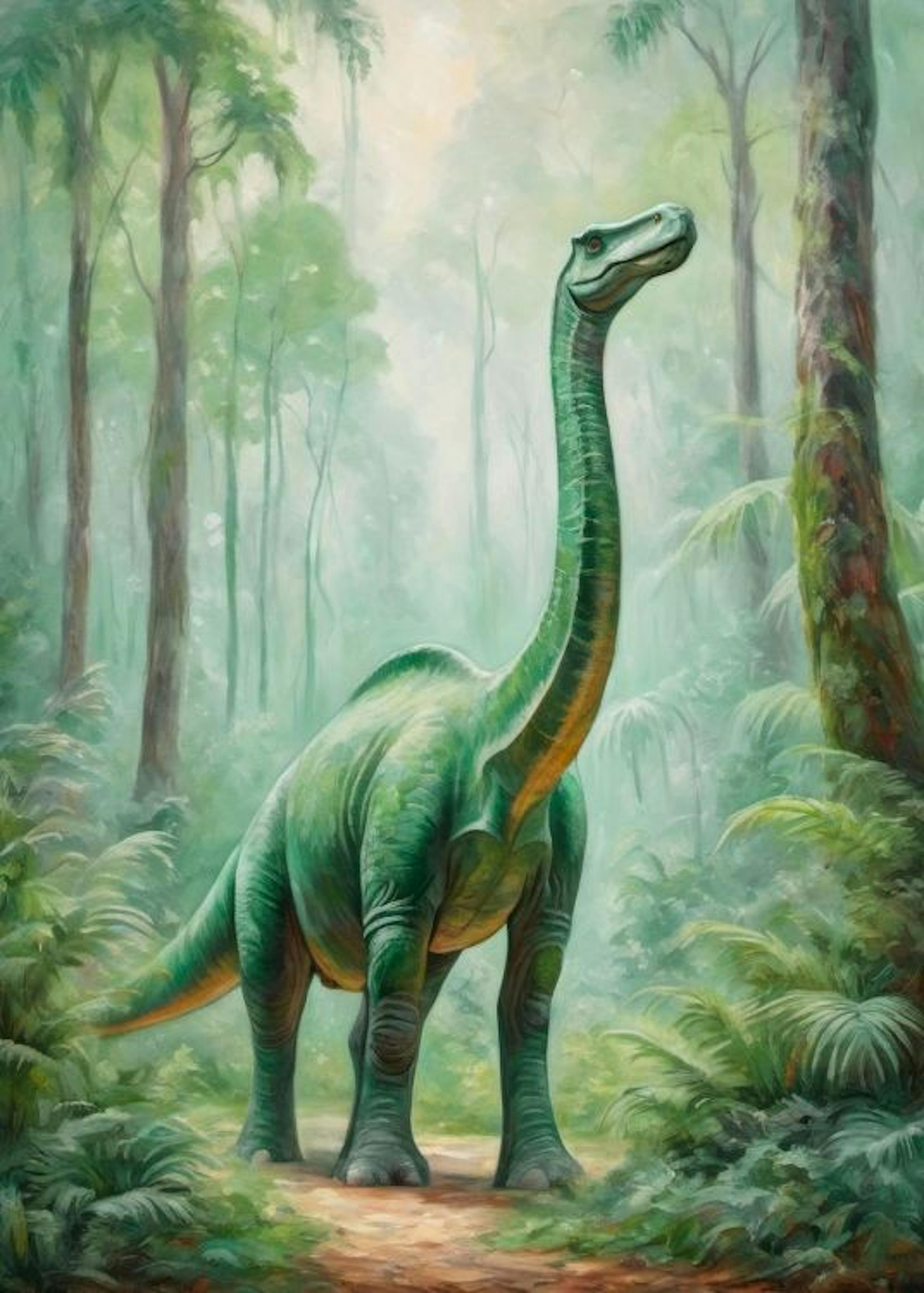 Dinosaur in Forest Print