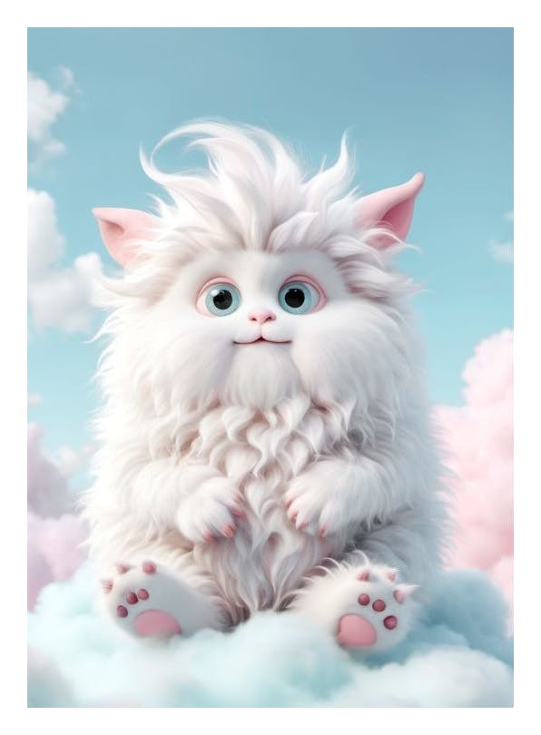 Prints - Fluffy Creature No2 Print (30x40 cm) - Kids wall art