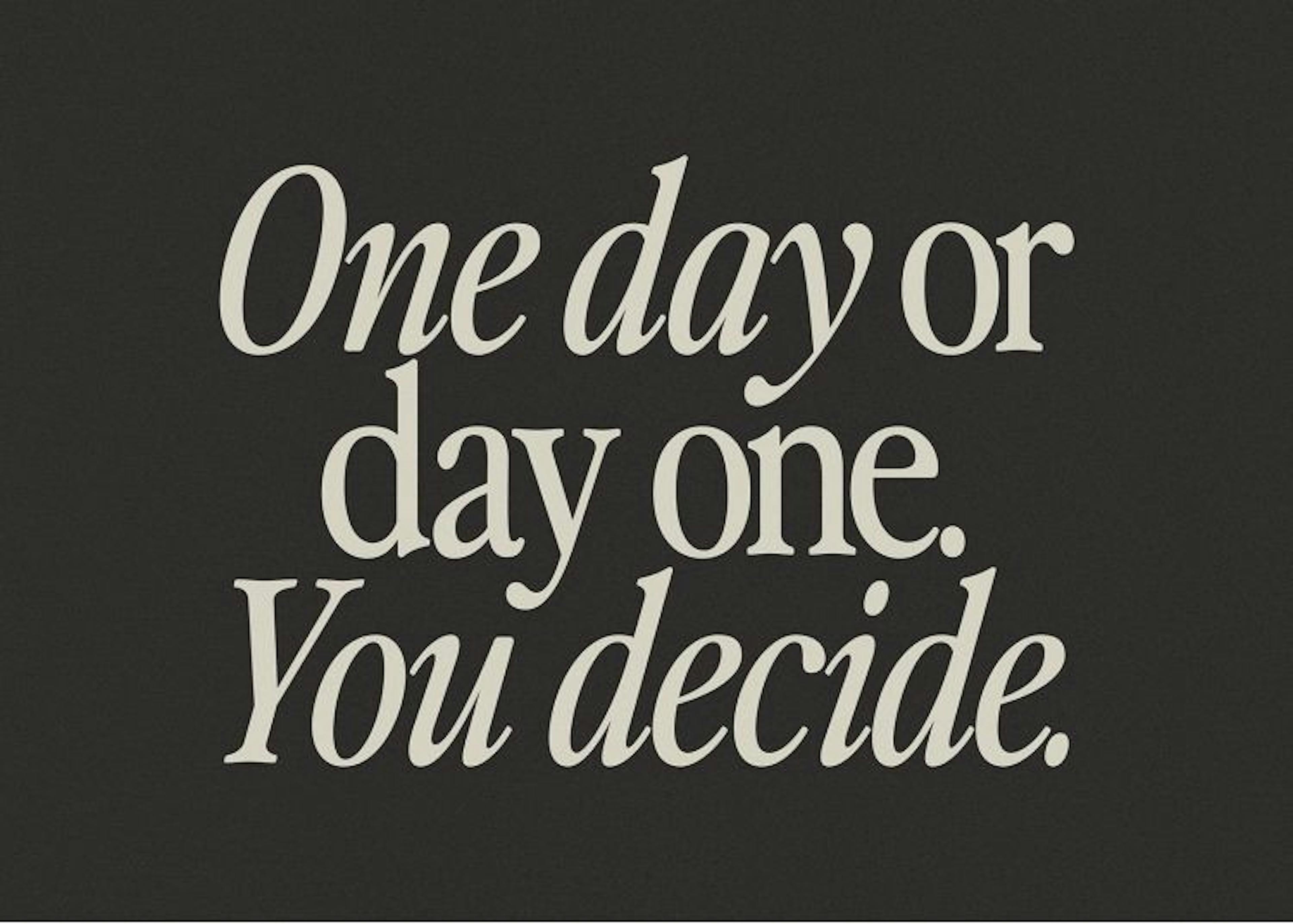 One Day or Day One Affiche