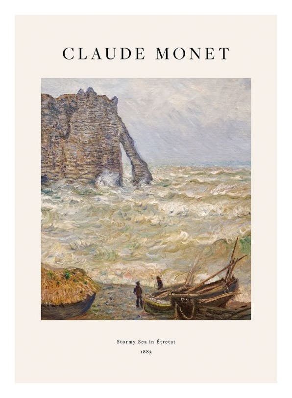 Monet - Stormy Sea in Étretat Plakat (30x40 cm)- Monet Plakat