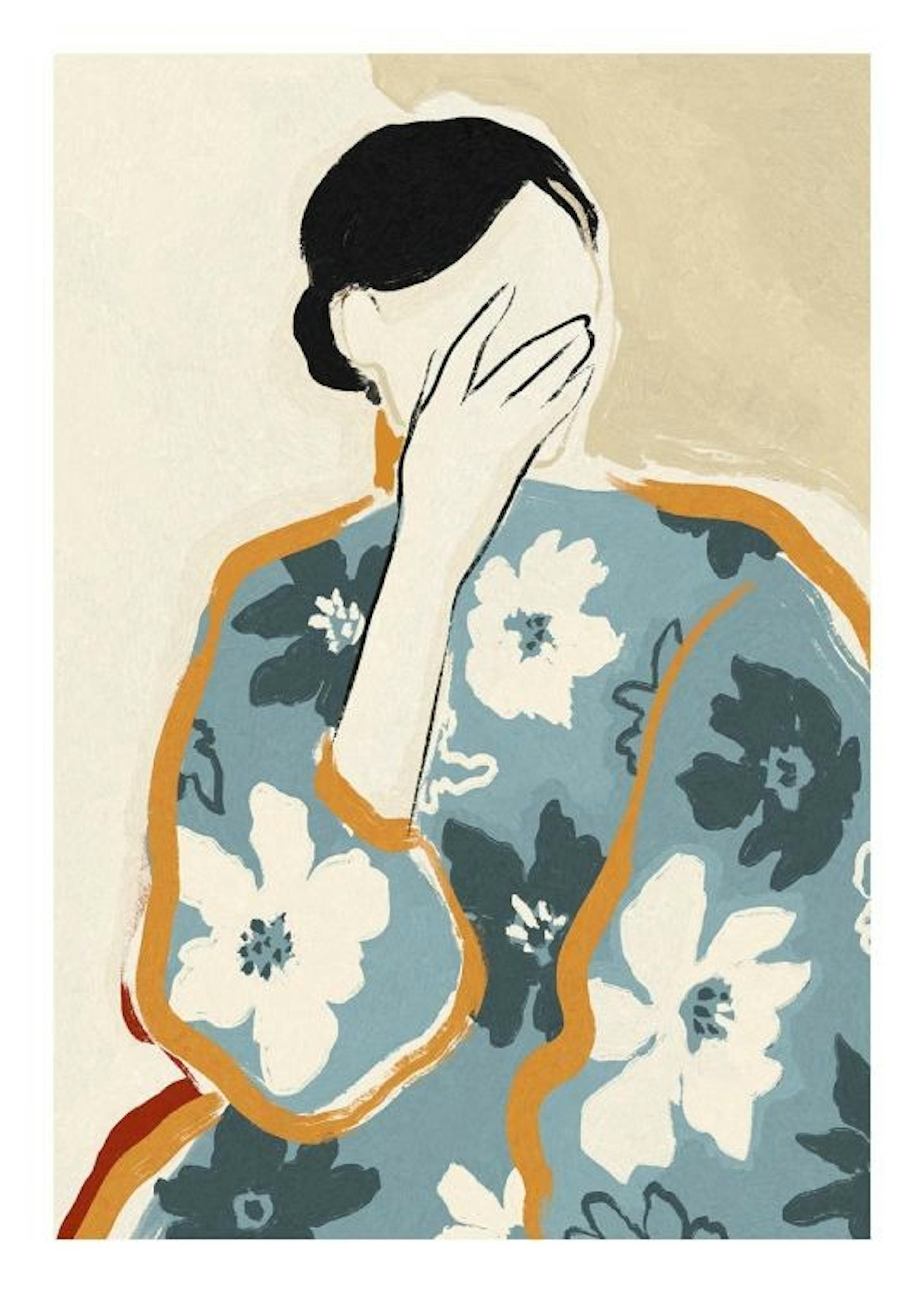 Woman in Floral Dress Affiche