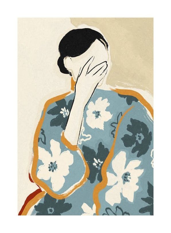 Woman in Floral Dress Print (50x70 cm)