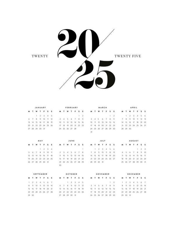 Calendar 2025 Poster (50x70 cm) -  Wandkalender 2025