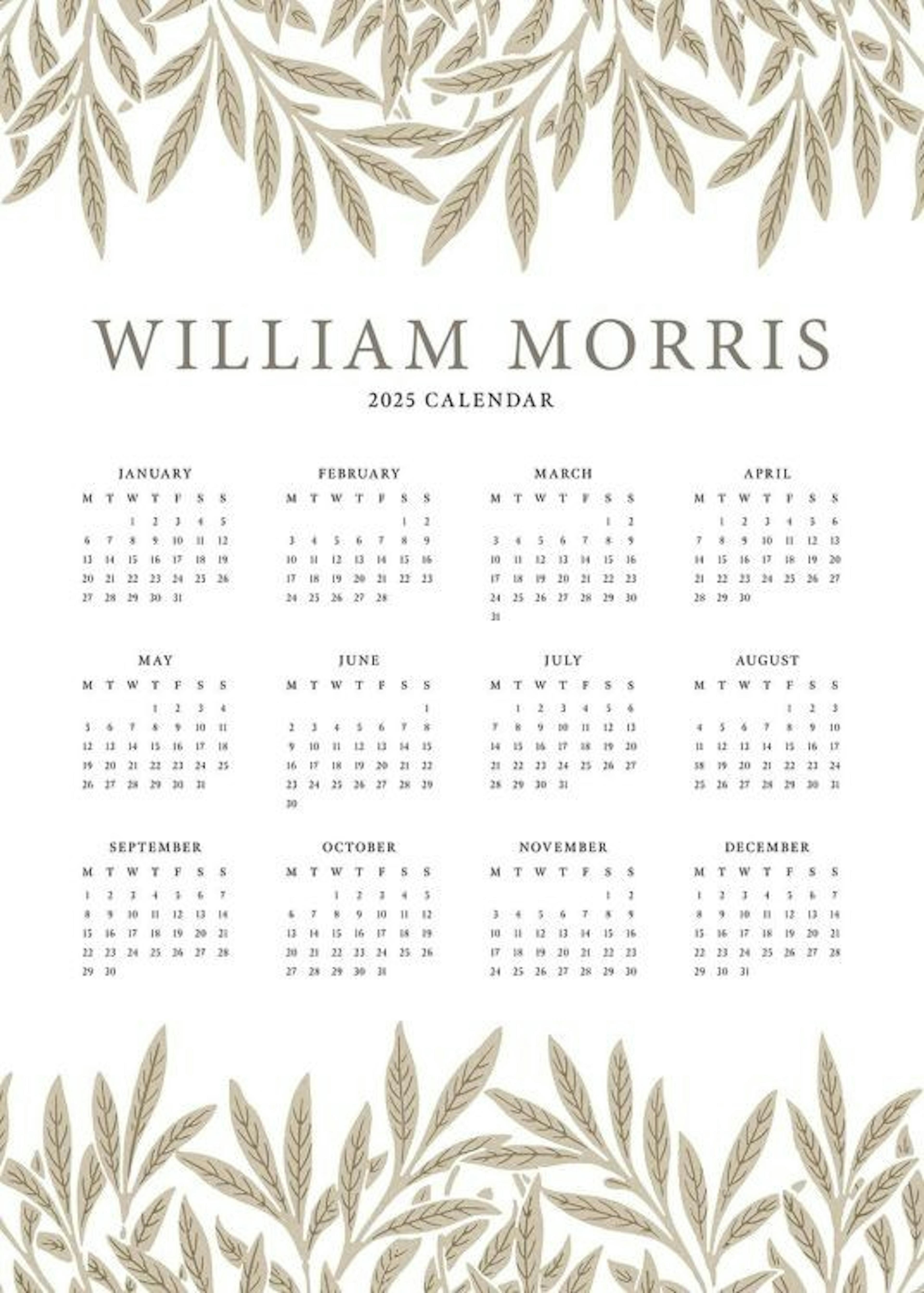 William Morris Calendar 2025 Affiche 0