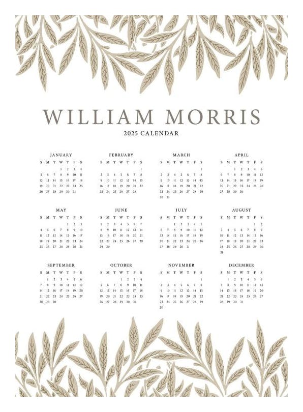 William Morris Calendar 2025 US Plakat (50x70 cm)- Kalendarze ścienne