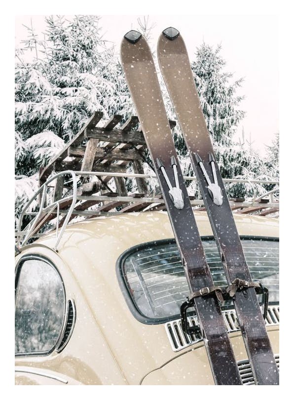 Skis and Snowfall Poster (50x70 cm) - Sport posters en prints