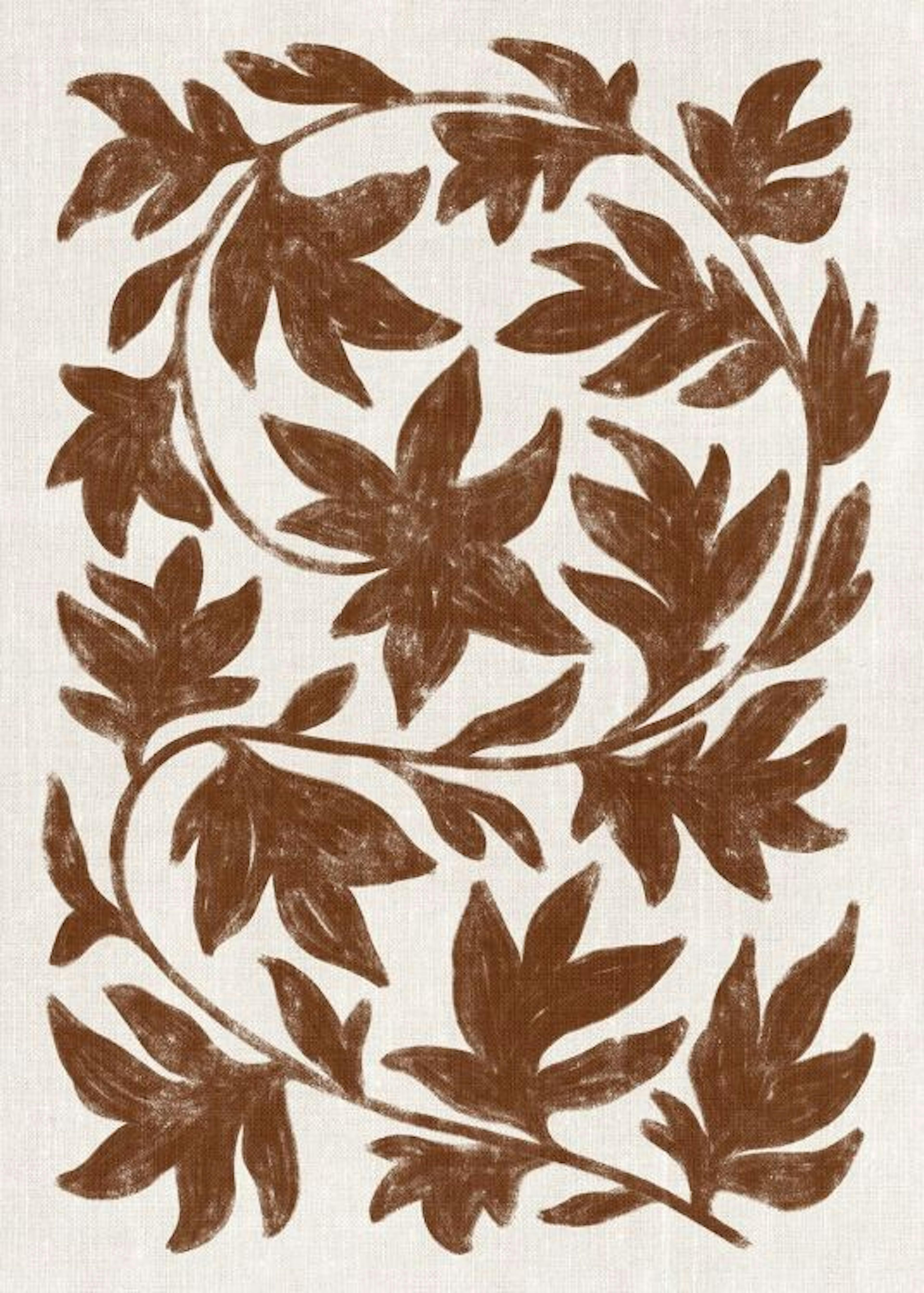 Brown Botanical on Linen Poster