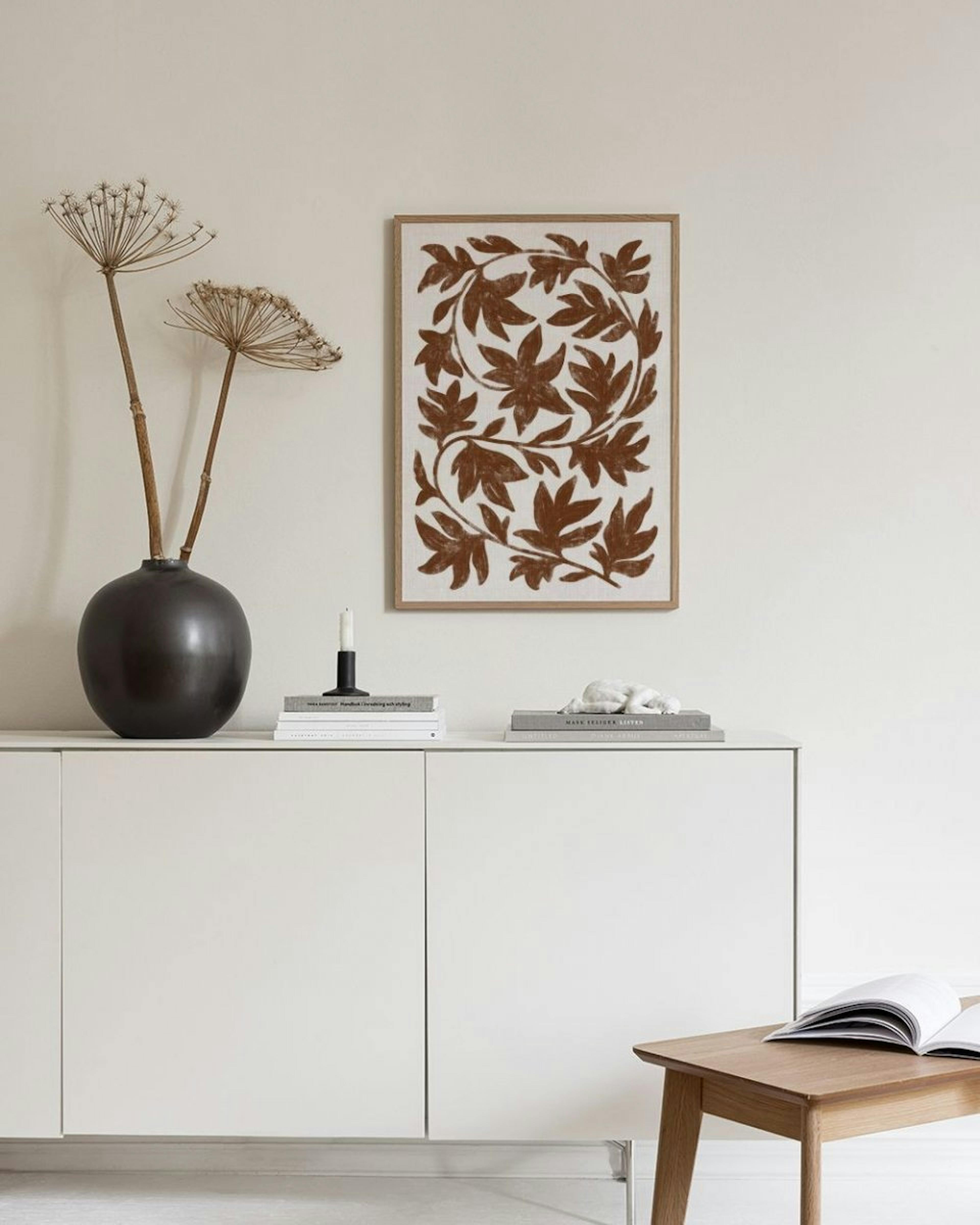 Brown Botanical on Linen Print