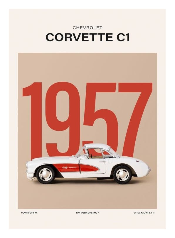 Prints - Corvette C1 Print (50x70 cm) - Typography prints