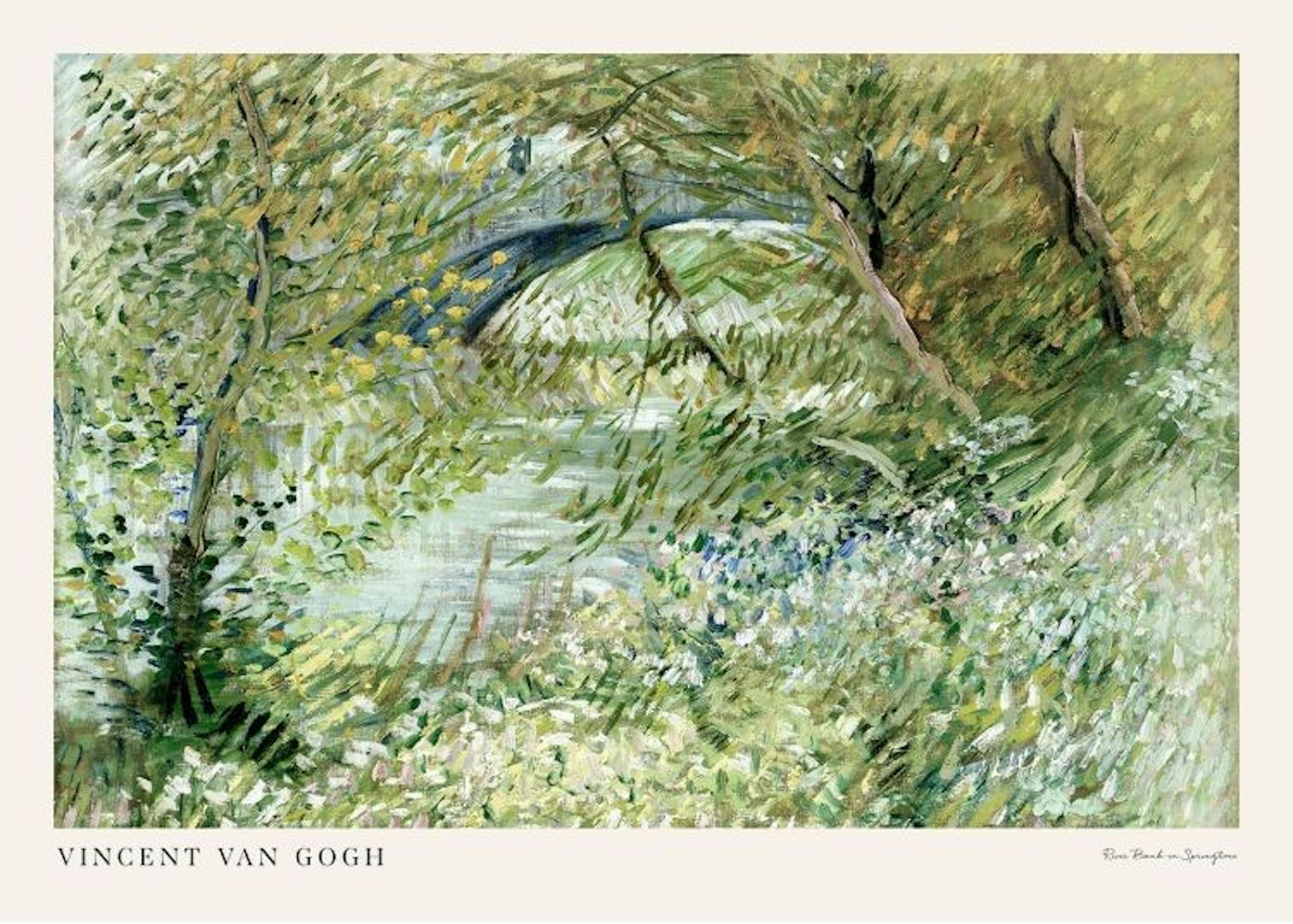 Van Gogh - River Bank in Springtime Landscape Plagát 0