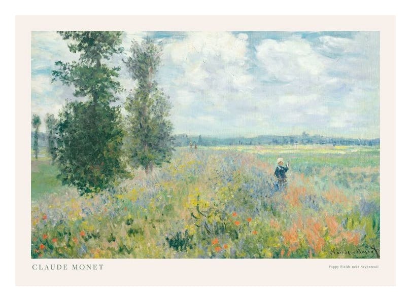 Monet - Poppy Fields Near Argenteuil Landscape Print (30x40 cm)- Monet Posters