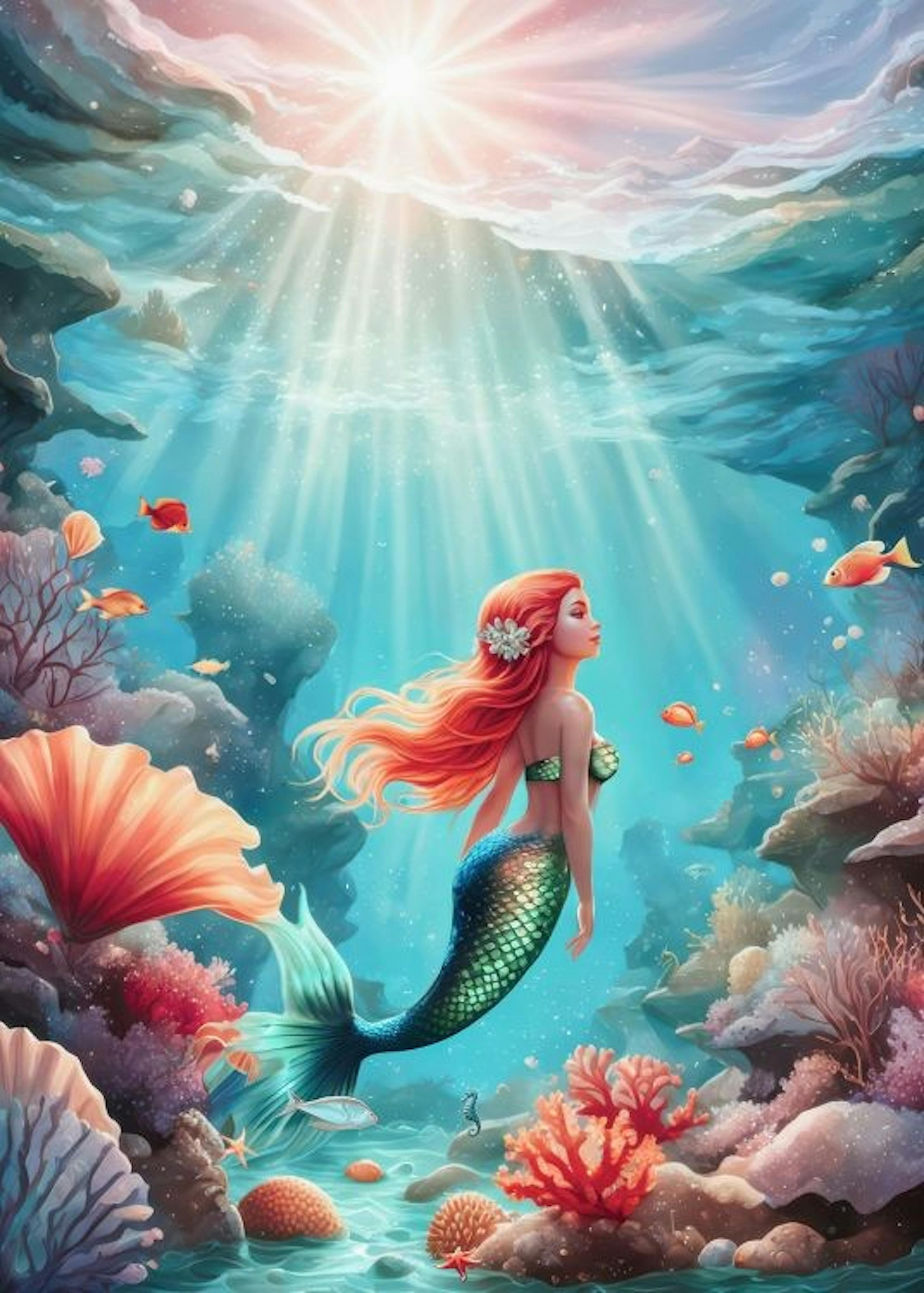 Mermaid in Sea Poster