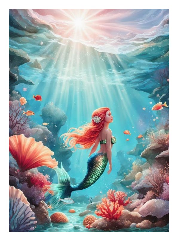 Prints - Mermaid in Sea Print (50x70 cm) - Kids posters