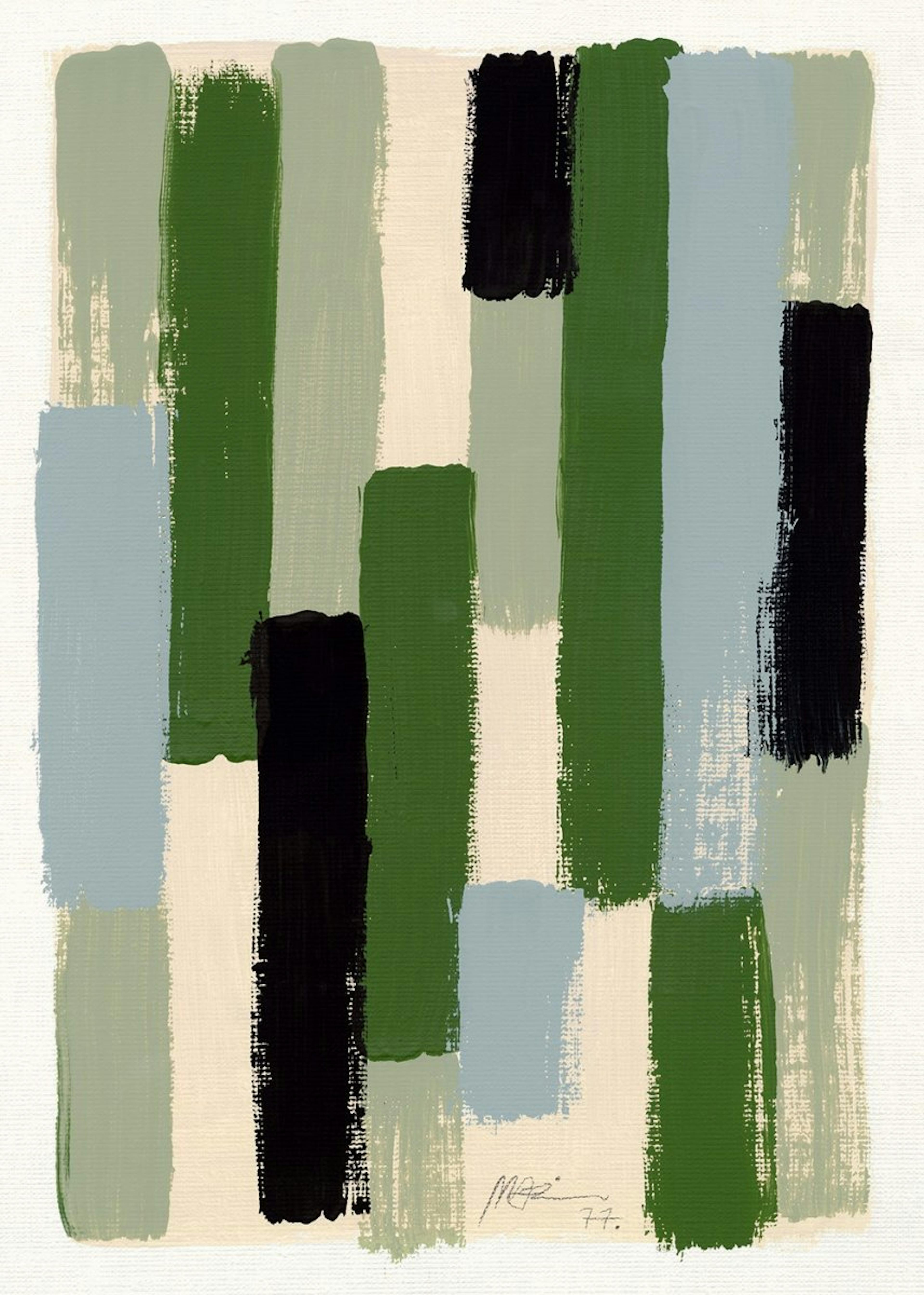 Green Brush Strokes Juliste 0