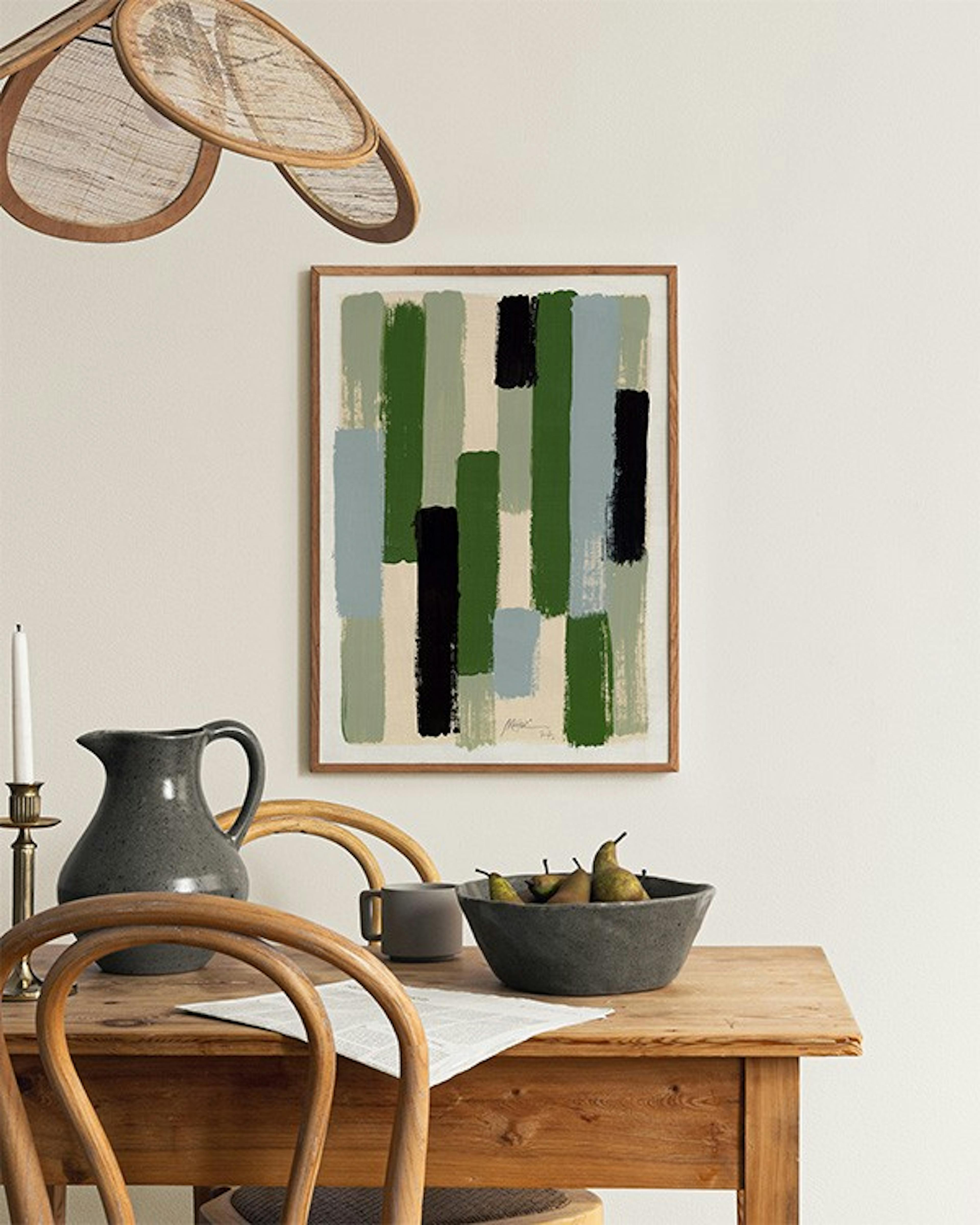 Green Brush Strokes Poster