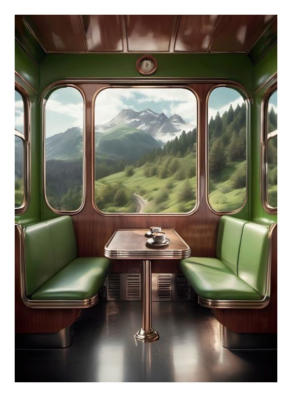 Retro Train View Poster (30x40 cm)